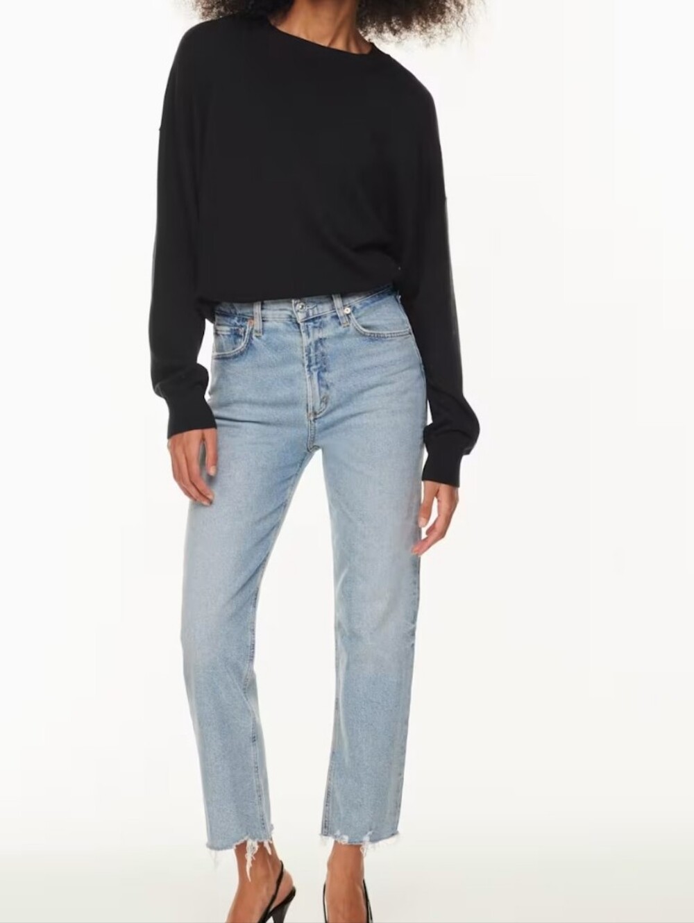 Citizens Of Humanity Premium Vintage Daphine Crop In Checkmate Wash With Raw Hem